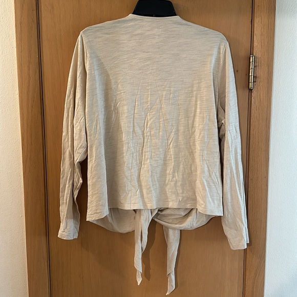 Belle Kim Gravel Women’s Slub Knit Tie Front Shrug Top Cream Plus Size 1X - Picture 6 of 12